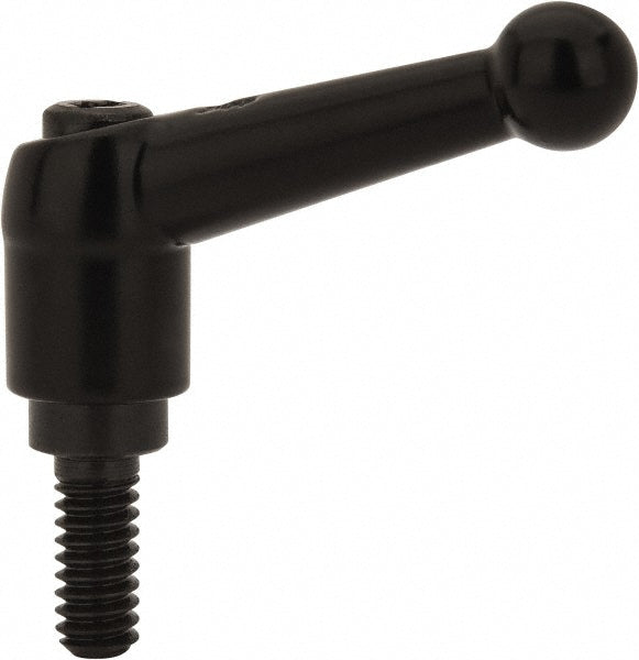 KIPP K0116.1A21X15 Threaded Stud Adjustable Clamping Handle: 1/4-20 Thread, 0.51" Hub Dia, Die Cast Zinc, Black