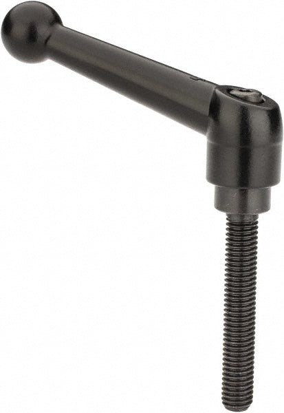 KIPP K0116.2081X50 Threaded Stud Adjustable Clamping Handle: M8 x 1.25 Thread, 18 mm Hub Dia, Die Cast Zinc, Black