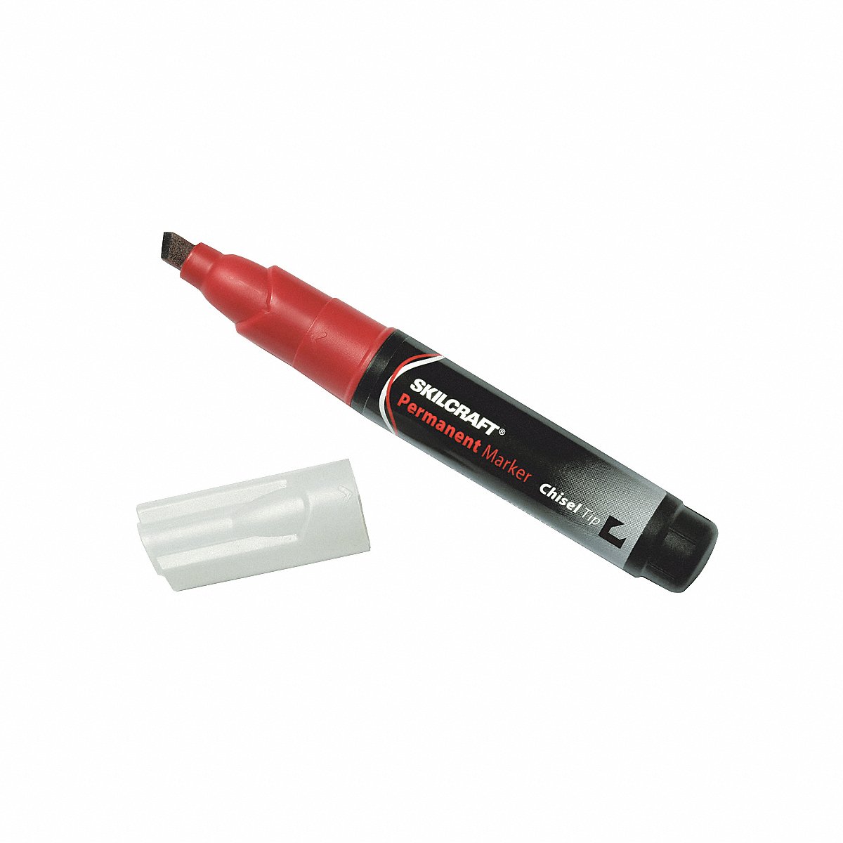 AbilityOne - 7520009731062 - Large Permanent Marker - Chisel Tip - Red Ink - 12 units