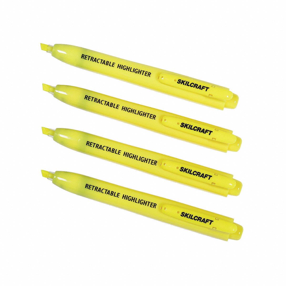 NSN5548209 Retract. Highlighters ,Chisel Tip, 4/ST, Yellow (lci NSN5548209)
