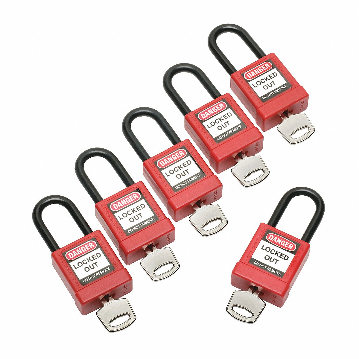 AbilityOne - Lockout Tagout Padlocks, Nylon, Red - 6 5340-01-650-2636: Package, 6 Item(s)