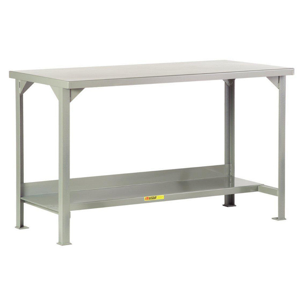 Little Giant WST2-3060-36 Welded Work Table: 60" Wide, 30" Deep, 36" High, Powder Coated, 12 Gauge Steel Top, Steel Base, Gray