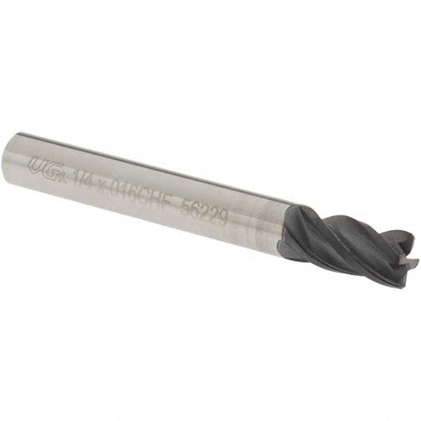 OSG VG436-2500 Corner Chamfer End Mill: 1/4" Dia, 3/8" LOC, 4 Flutes, 0.016" Chamfer Width, Solid Carbide