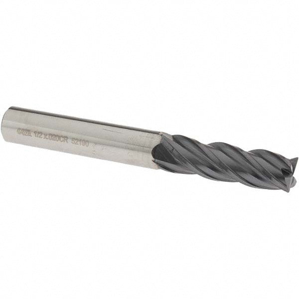 OSG VG434-5019 Corner Radius End Mill: 1/2" Dia, 1-1/2" LOC, 0.0200" Corner Radius, 4 Flute, Solid Carbide