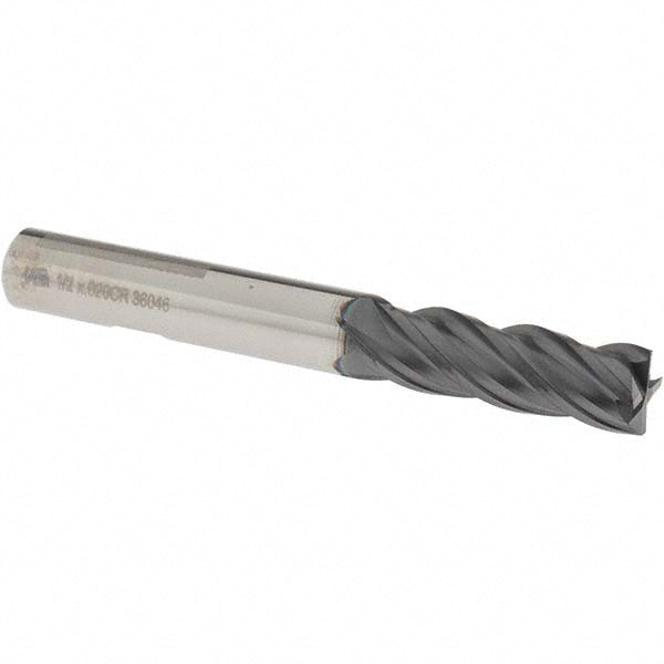 OSG VG434-5018 Corner Radius End Mill: 1/2" Dia, 1-1/2" LOC, 0.0200" Corner Radius, 4 Flute, Solid Carbide