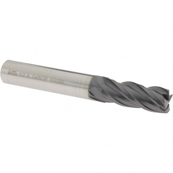 OSG VG434-5005 Corner Radius End Mill: 1/2" Dia, 1-1/4" LOC, 0.0450" Corner Radius, 4 Flute, Solid Carbide