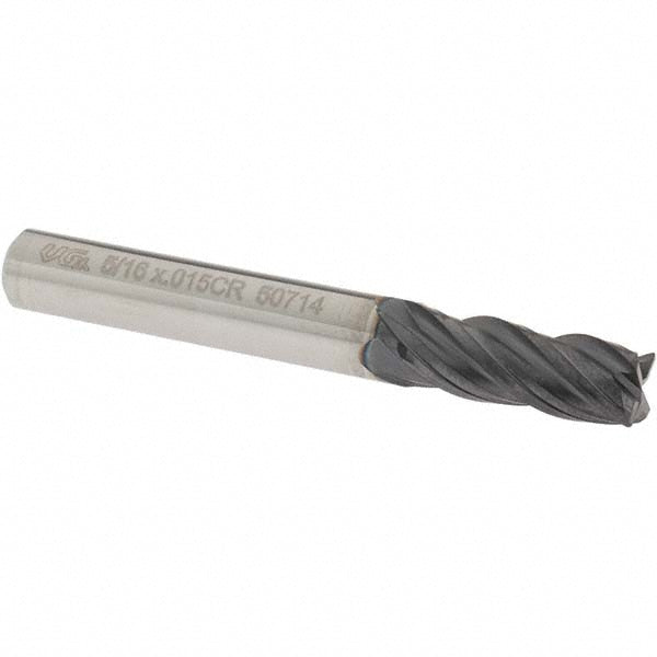 OSG VG434-3125 Corner Radius End Mill: 5/16" Dia, 13/16" LOC, 0.0150" Corner Radius, 4 Flute, Solid Carbide