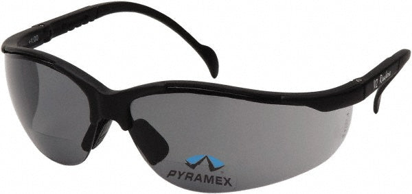 PYRAMEX SB1820R25 Magnifying Safety Glasses: +2.5, Gray Lenses, Scratch Resistant, ANSI Z87.1 & CSA Z94.3-07