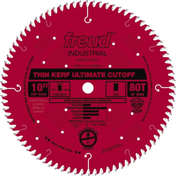Freud LU74R010 Wet & Dry Cut Saw Blade: 10" Dia, 5/8" Arbor Hole, 0.91" Kerf Width, 80 Teeth