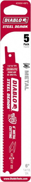 DIABLO DS0614BF5 Reciprocating Saw Blade: 6" Long, Bi-Metal