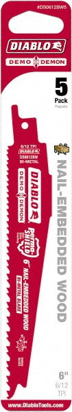 DIABLO DS0612BW5 Reciprocating Saw Blade: 6" Long, Bi-Metal