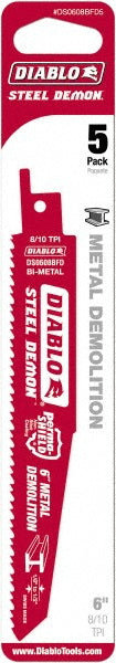 DIABLO DS0608BFD5 Reciprocating Saw Blade: 6" Long, Bi-Metal