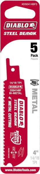 DIABLO DS0414BF5 Reciprocating Saw Blade: 4" Long, Bi-Metal