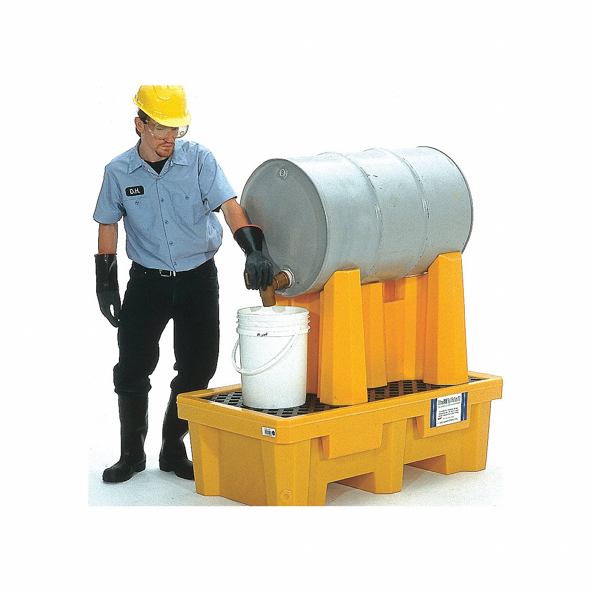 UltraTech Drum Containment System, Complete Rack System, Polyethylene, 1 Drum Capacity, 750 lb Load Capacity, 66 gal Spill Capacity, 53" L (2386)