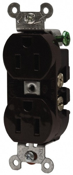 Hubbell Wiring Device-Kellems CR20GRY Straight Blade Duplex Receptacle: NEMA 5-20R, 20 Amps, Self-Grounding