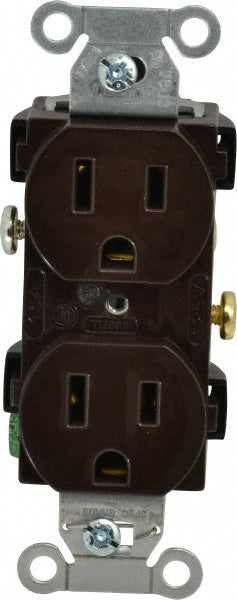Hubbell Wiring Device-Kellems CR15 Straight Blade Duplex Receptacle: NEMA 5-15R, 15 Amps, Self-Grounding