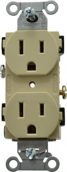 Hubbell Wiring Device-Kellems CR15I Straight Blade Duplex Receptacle: NEMA 5-15R, 15 Amps, Self-Grounding