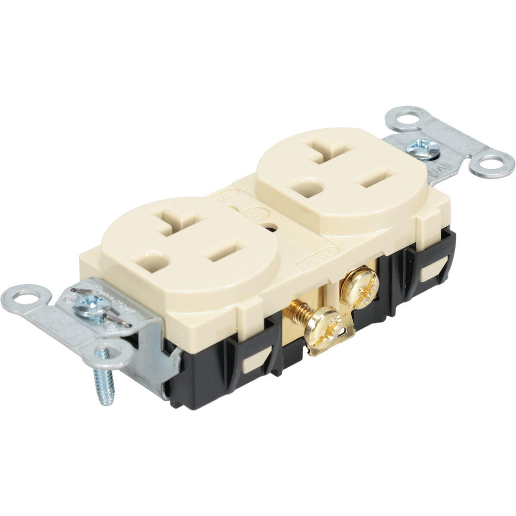 Hubbell Wiring Device-Kellems CR20I Straight Blade Duplex Receptacle: NEMA 5-20R, 20 Amps, Self-Grounding