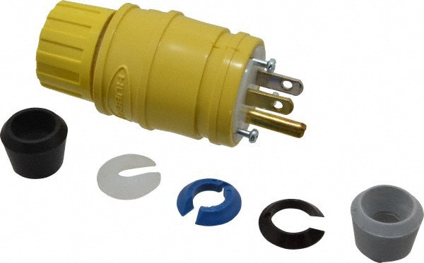 Hubbell Wiring Device-Kellems HBL14W47 Straight Blade Plug: Commercial, 5-15P, 125VAC, Yellow