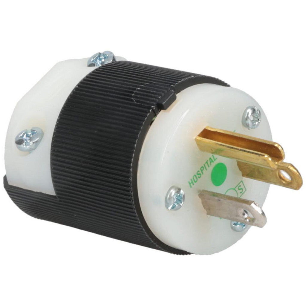 Hubbell Wiring Device-Kellems HBL8215C Straight Blade Plug: Hospital, 5-15P, 125VAC, Black & White