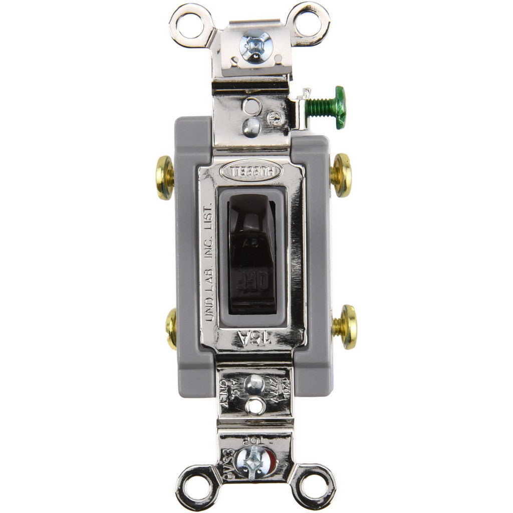 Hubbell Wiring Device-Kellems HBL1202 2 Pole, 120 to 277 VAC, 15 Amp, Industrial Grade Toggle Wall Switch