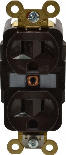 Hubbell Wiring Device-Kellems HBL5262 Straight Blade Duplex Receptacle: NEMA 5-15R, 15 Amps, Self-Grounding
