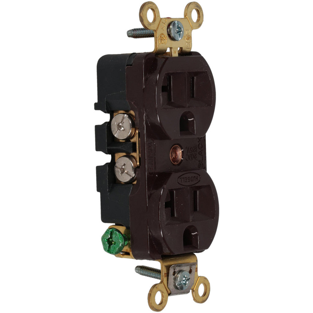 Hubbell Wiring Device-Kellems HBL5352 Straight Blade Duplex Receptacle: NEMA 5-20R, 20 Amps, Self-Grounding