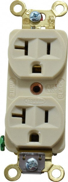 Hubbell Wiring Device-Kellems HBL5352I Straight Blade Duplex Receptacle: NEMA 5-20R, 20 Amps, Self-Grounding