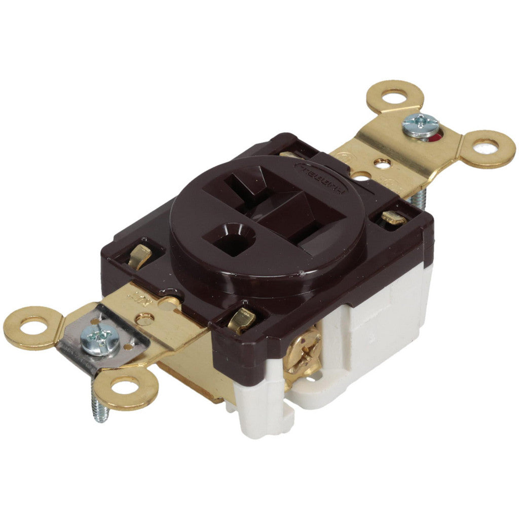 Hubbell Wiring Device-Kellems HBL5361 Straight Blade Single Receptacle: NEMA 5-20R, 20 Amps, Self-Grounding