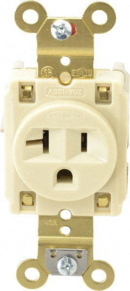 Hubbell Wiring Device-Kellems HBL5361I Straight Blade Single Receptacle: NEMA 5-20R, 20 Amps, Self-Grounding