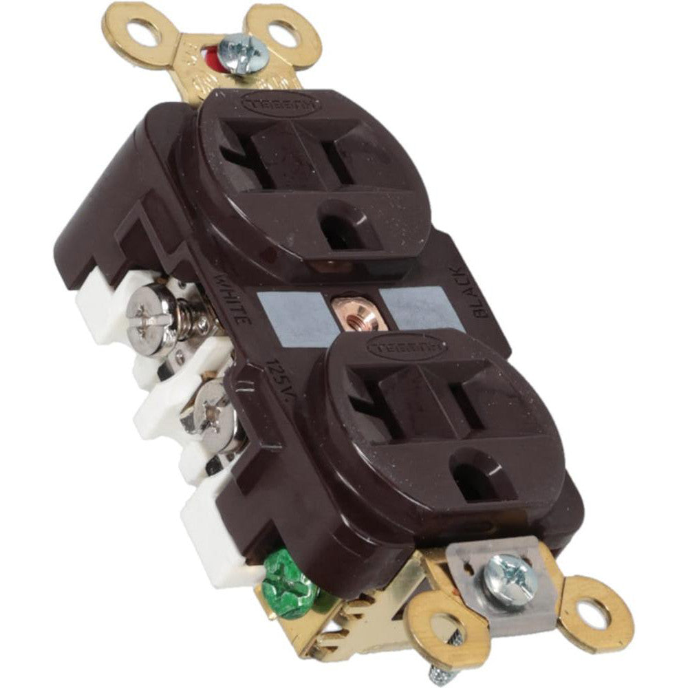 Hubbell Wiring Device-Kellems HBL5362 Straight Blade Duplex Receptacle: NEMA 5-20R, 20 Amps, Self-Grounding