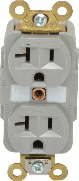 Hubbell Wiring Device-Kellems HBL5362GY Straight Blade Duplex Receptacle: NEMA 5-20R, 20 Amps, Self-Grounding