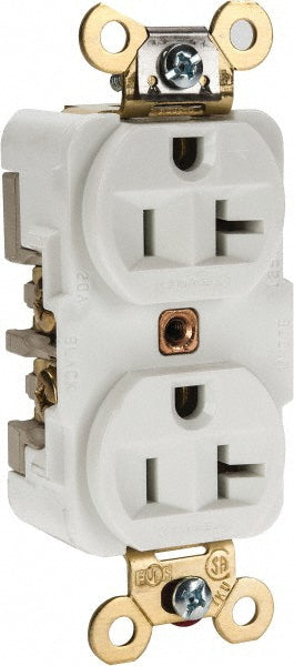 Hubbell Wiring Device-Kellems HBL5362W Straight Blade Duplex Receptacle: NEMA 5-20R, 20 Amps, Self-Grounding