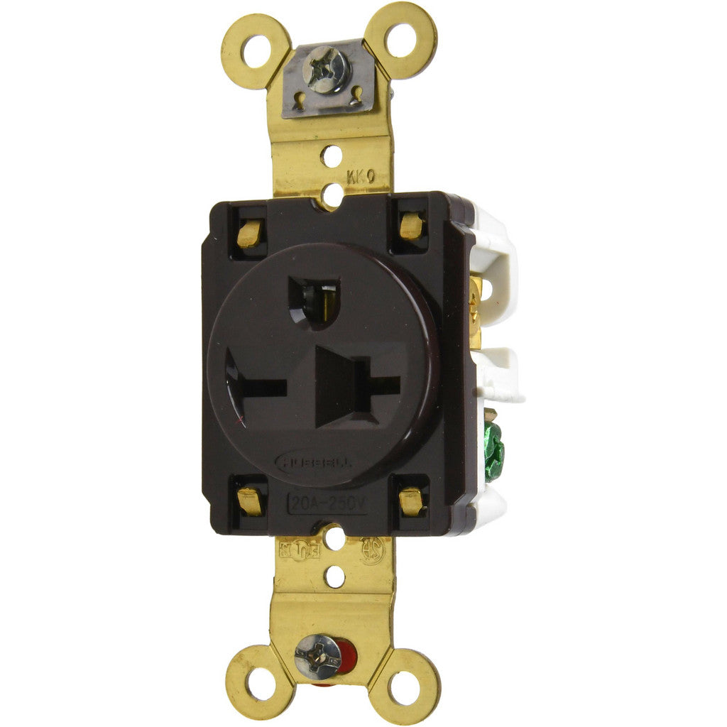 Hubbell Wiring Device-Kellems HBL5461 Straight Blade Single Receptacle: NEMA 6-20R, 20 Amps, Self-Grounding