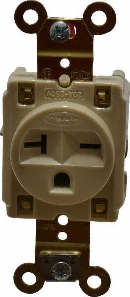 Hubbell Wiring Device-Kellems HBL5461I Straight Blade Single Receptacle: NEMA 6-20R, 20 Amps, Self-Grounding