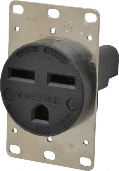 Hubbell Wiring Device-Kellems HBL9330 Straight Blade Single Receptacle: NEMA 6-30R, 30 Amps, Self-Grounding