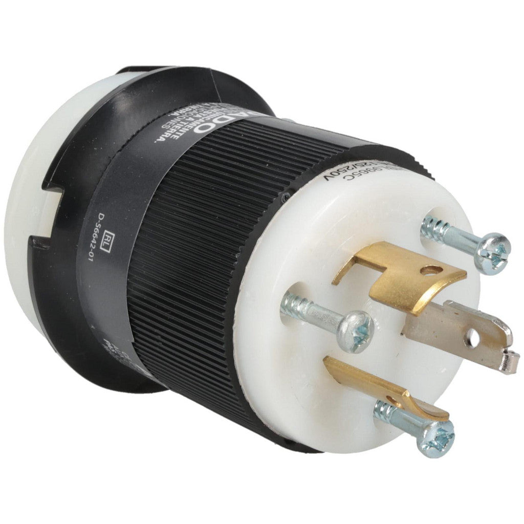 Hubbell Wiring Device-Kellems HBL9965C Locking Inlet: Plug, Industrial, Non-NEMA, 125 & 250V, Black & White