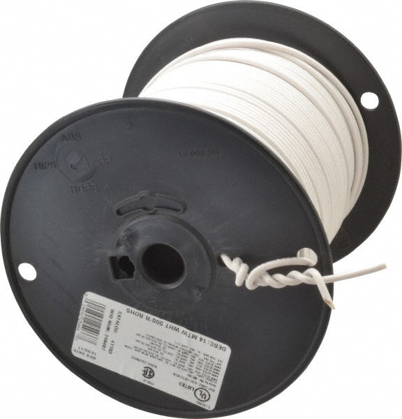Southwire 411030501 Machine Tool Wire: 14 AWG, White, 500' Long, Polyvinylchloride, 0.136" OD