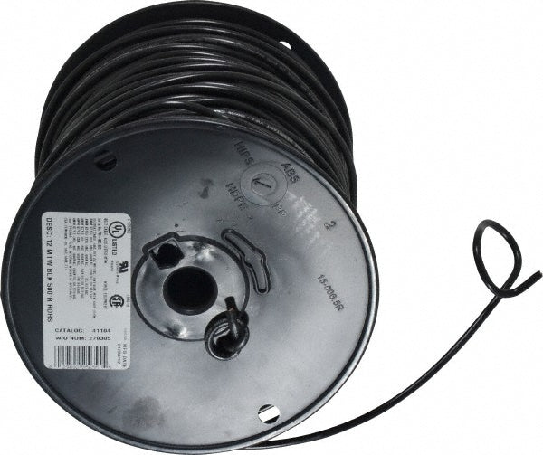 Southwire 411040508 Machine Tool Wire: 12 AWG, Black, 500' Long, Polyvinylchloride, 0.155" OD