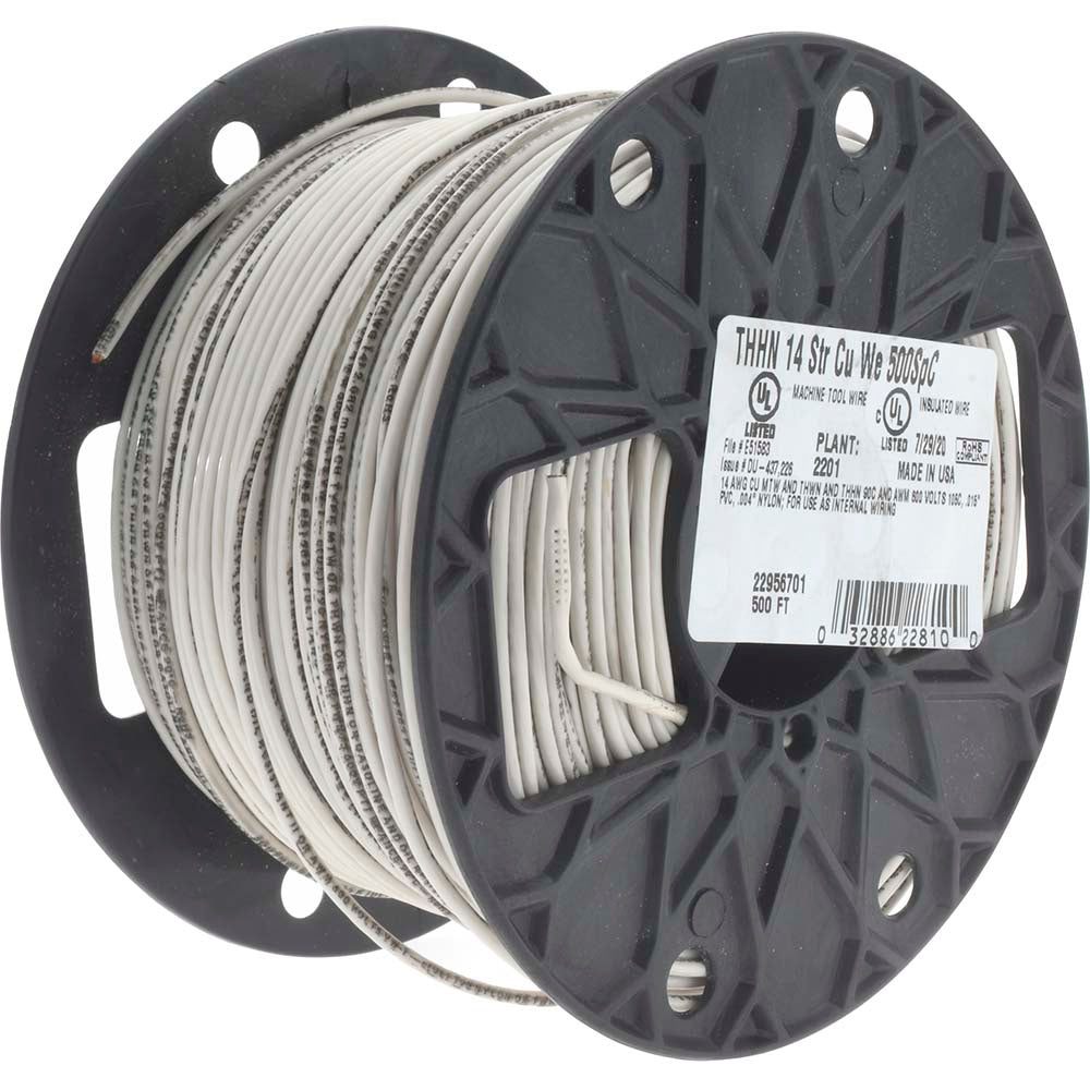 Southwire 22956701 Building Wire: THHN, 14 AWG, Nylon, Stranded Core, 500' Long