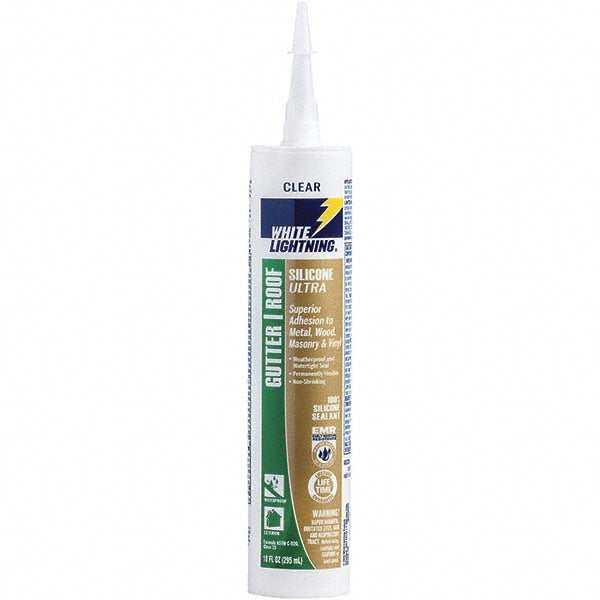 White Lightning W43101010 Silicone Ultra Gutter and Roof Sealant, Clear, 10.1 fl. oz. (Pack of 12)