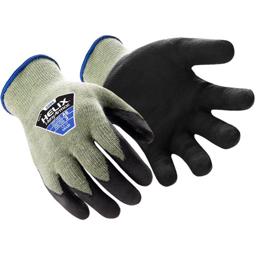 HexArmor 2080-XS (6) Cut, Puncture & Abrasion-Resistant Gloves: HexArmor Helix, Cut A6, Puncture 3, Abrasion 6, 13 ga, Size X-Small, 9-1/4" Long