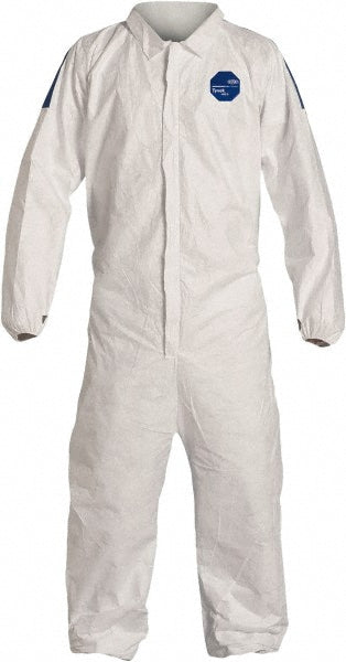 Dupont TD125SWBXL0025CM Disposable Coveralls: Abrasion Protection, Size X-Large, 1.2000 oz, Tyvek 400 D, Zipper Closure