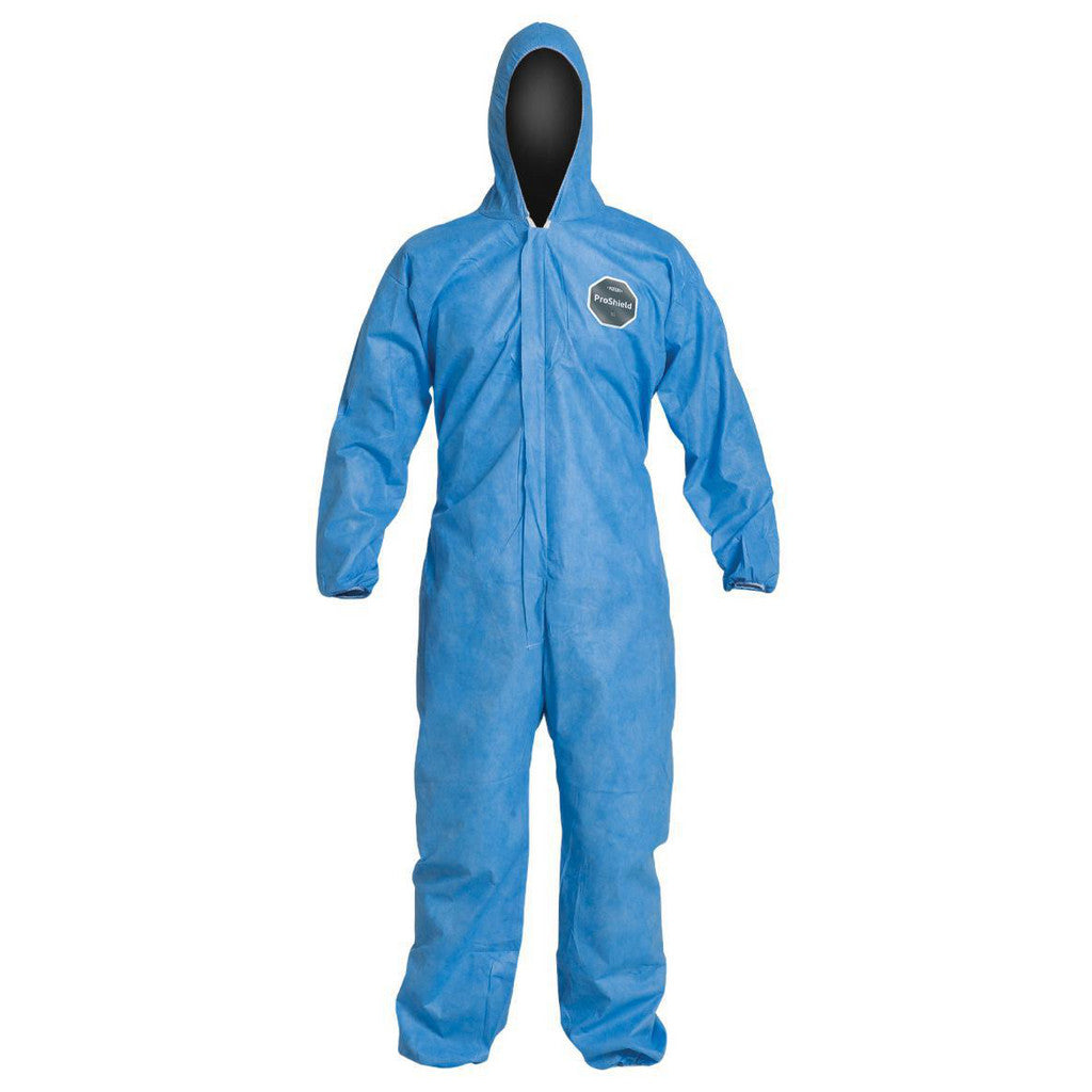 Dupont PB127SBU3X002500 Disposable Coveralls: Liquid, Splash & Abrasion Protection, Size 3X-Large, 1.3000 oz, ProShield 10, Zipper Closure