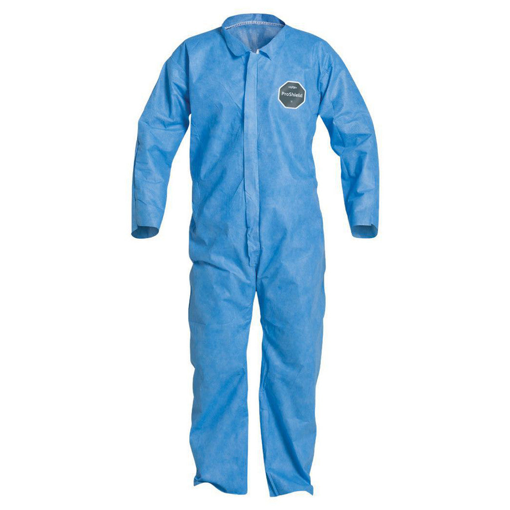 Dupont PB120SBU2X002500 Disposable Coveralls: Liquid & Splash Protection, Size 2X-Large, 1.3000 oz, ProShield 10, Zipper Closure