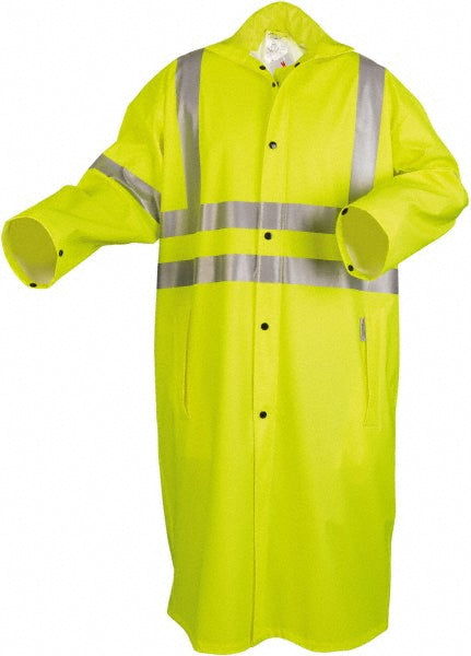 MCR Safety 518CX2 Rain Coat: Size 2X-Large, Lime, Polyester & Polyurethane