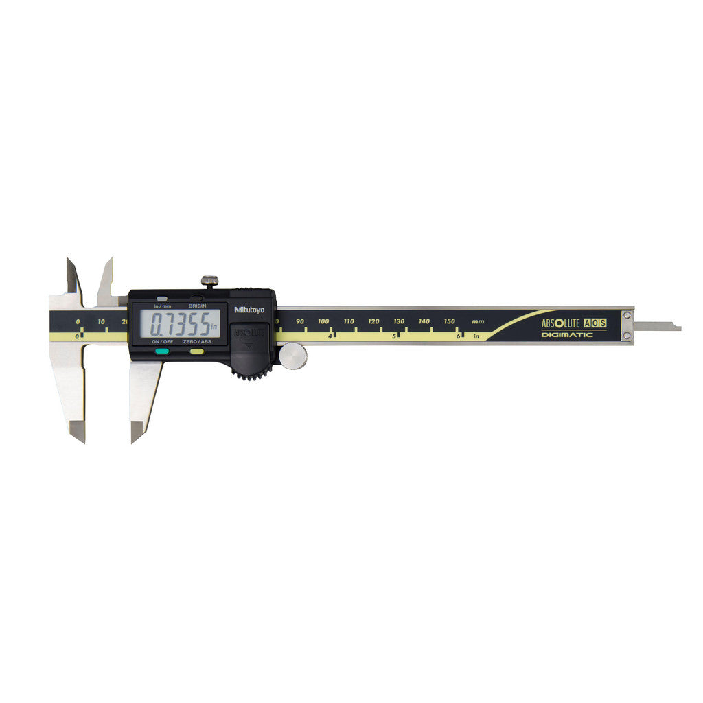 Mitutoyo 500-171-32-CAL Electronic Caliper: 150.00 mm/6", ±0.0100 mm/±0.0005" Resolution, ±0.02 mm/±0.0010" Accuracy, Calibrated, Data Output, Carbide-Tipped Jaws