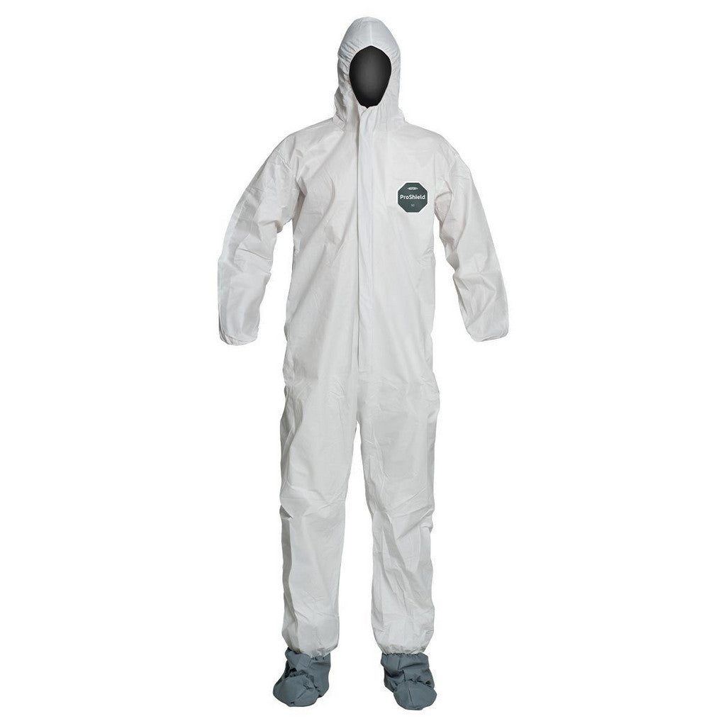 Dupont NB122SWHXL002500 Disposable Coveralls: Liquid, Splash & Abrasion Protection, Size X-Large, 1.5000 oz, ProShield 50, Zipper Closure