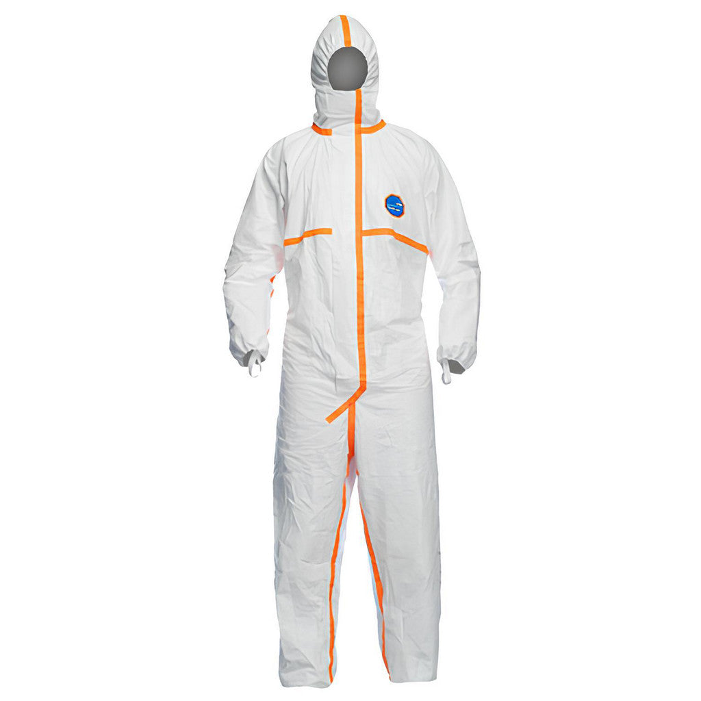 Dupont TJ198TWH6X0025PI Disposable Coveralls: Airborne Particulate & Liquid Protection, Size 6X-Large, 1.7401 oz, Tyvek, Zipper & Stormflaps Closure