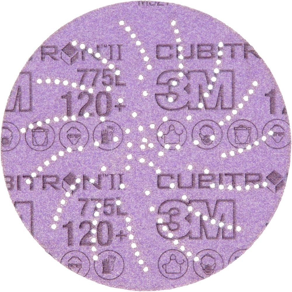 3M 7100045071 Hook & Loop Disc: 5" Dia, 120 Grit, Coated, Precision Shaped Ceramic